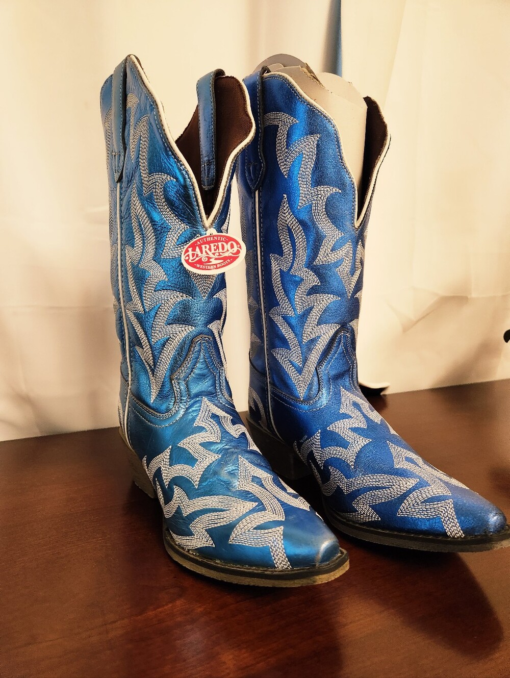 Laredo Women's Metallic Blue Western Embroidered Cowboy Boots